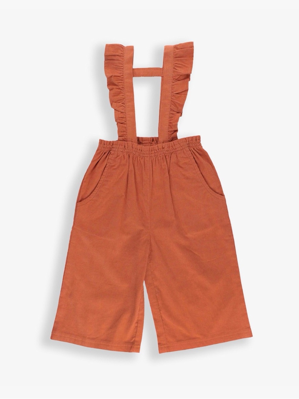 Ruffle Butts Rust Ruffle-Strap Wide-Leg Overalls